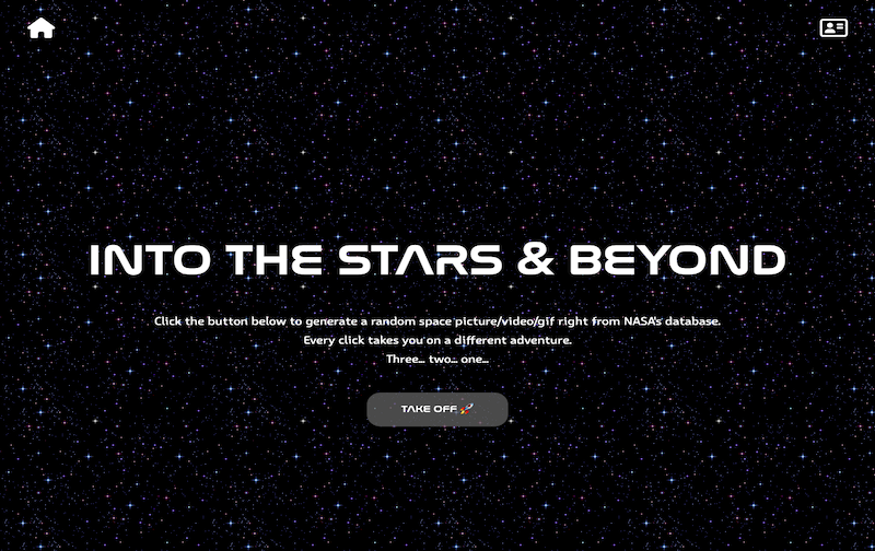 screenshot of into the stars web app